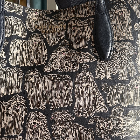 Kate Spade Navy and White Dog Tote Bag and Detachable Zip Bag - Picture 2 of 16